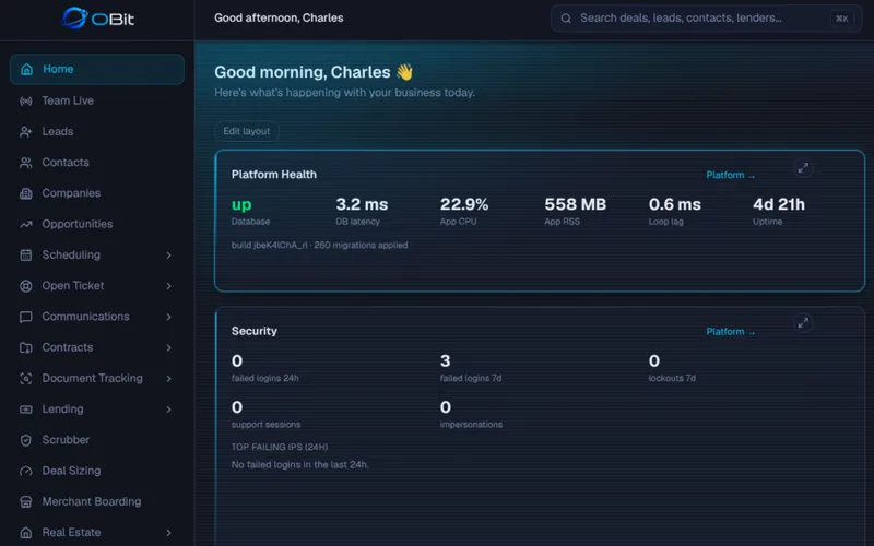 OBit CRM screenshot