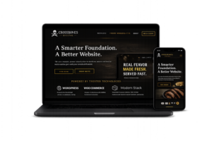 Responsive food truck website on laptop and phone